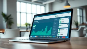 Discover What is a CRM for WhatsApp through an engaging software interface in a modern office.