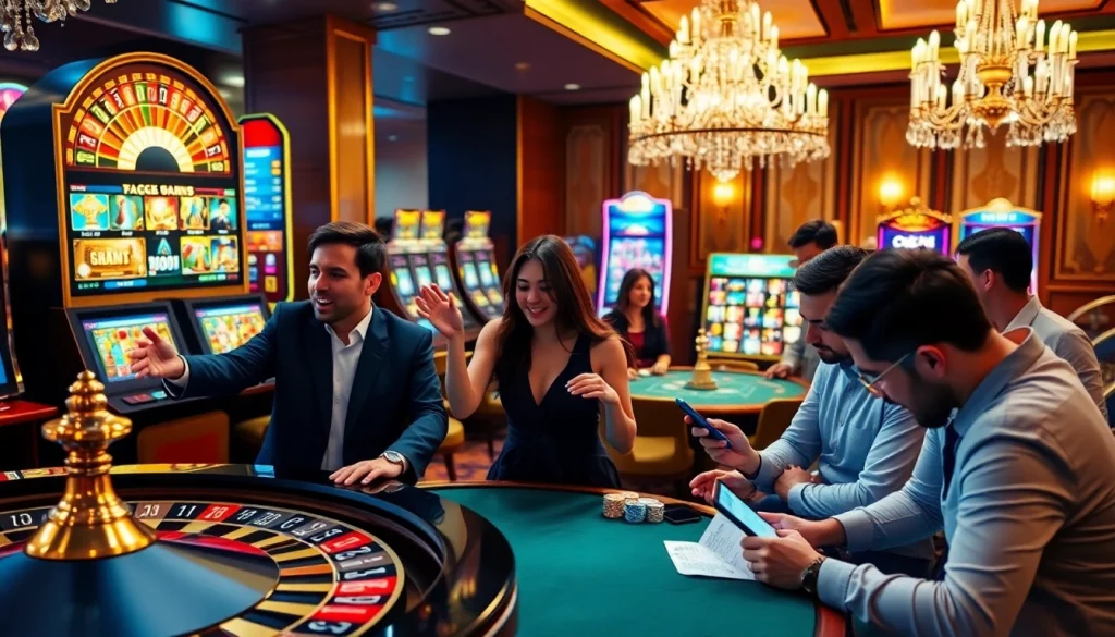 Exciting online gambling experience at Trang Chủ MM88 with vibrant slot machines and roulette.