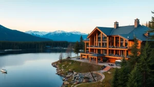 Luxury hotel in Sweden nestled in nature, showcasing elegant architecture with serene lakeside views.