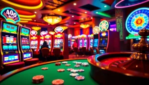 Experience excitement while playing at https://www.6slots8.com/ with luxurious casino tables and vibrant slot machines.