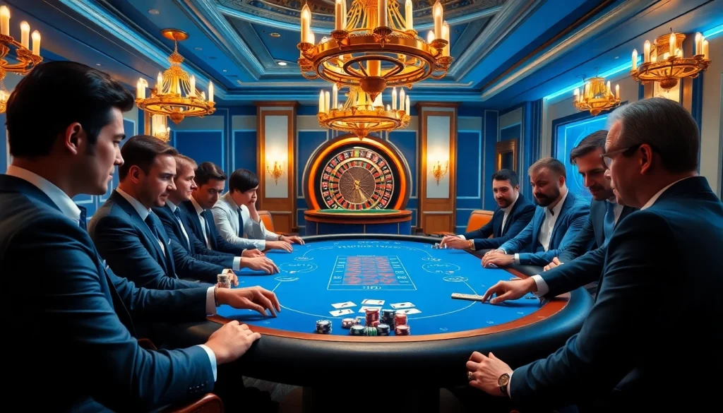 Exciting poker game at Fun88 casino, showcasing tension, poker chips, and vibrant atmosphere.