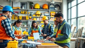 Hands-on training in construction trade schools in texas with diverse students collaborating.