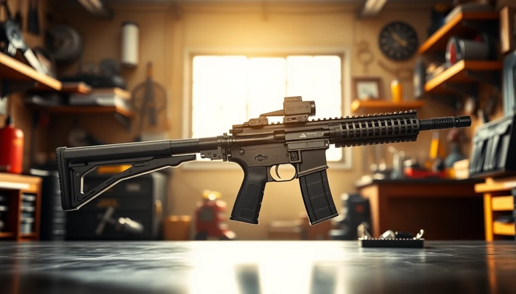 Experience the super safety trigger ar15 showcasing its advanced safety features in a workshop setting.
