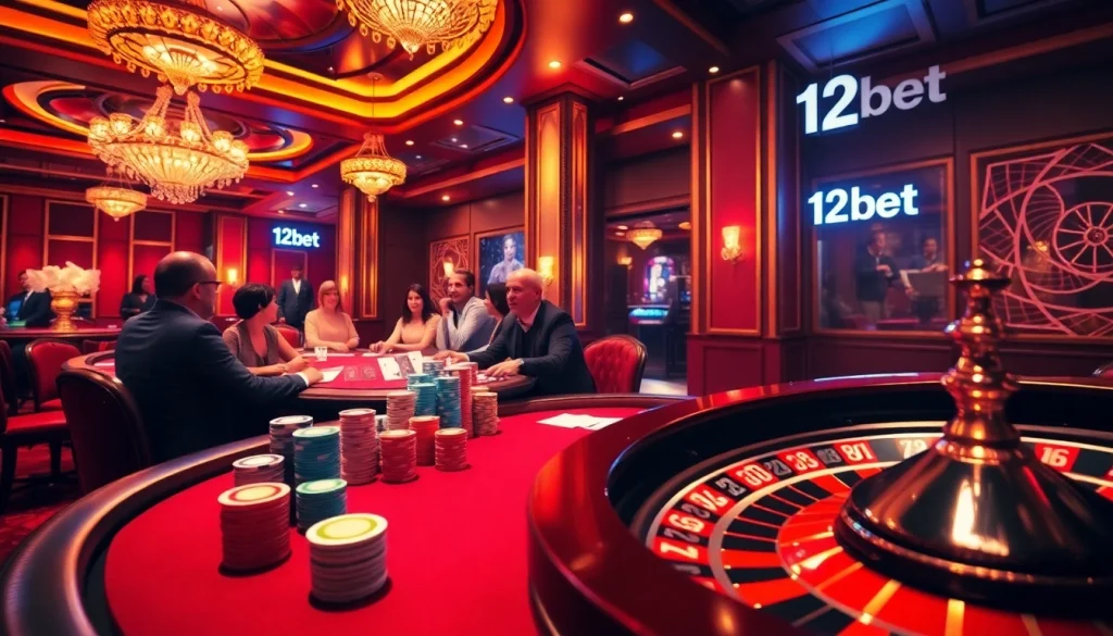 Experience the excitement of gambling at 12bet with players engaged in high-stakes poker.