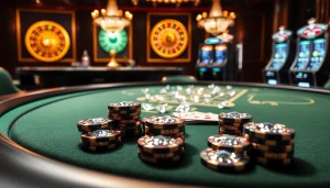 Experience high-stakes action at a diamond-themed poker table with luxury chips and cards.