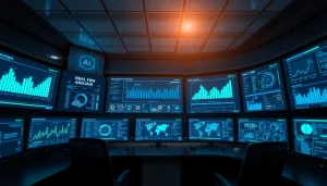 Dynamic cybersecurity command center utilizing AI technologies for threat monitoring.