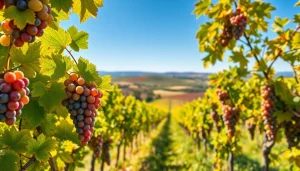 Experience the Winery Sacramento with fresh vineyard views and ripe grapes glistening in the sun.