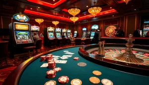 Experience thrilling games like רמי אונליין in a luxurious casino setting full of action.