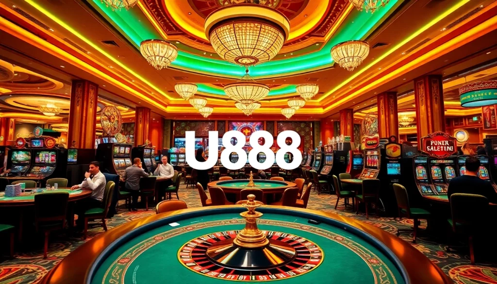 Players enjoying high-stakes games at U888 casino, showcasing excitement and luxury.
