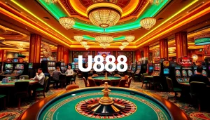 Players enjoying high-stakes games at U888 casino, showcasing excitement and luxury.