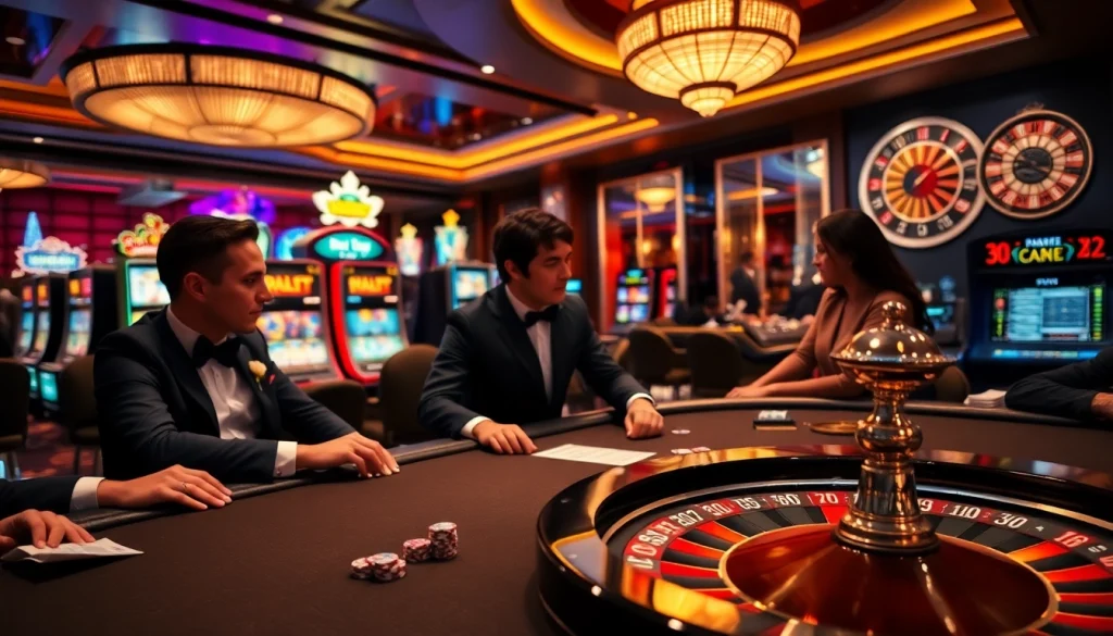 Engaging gaming atmosphere at a luxurious casino showcasing link thabet poker strategies.