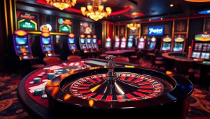 7upbet offers an exciting casino atmosphere with vibrant poker tables and slot machines.