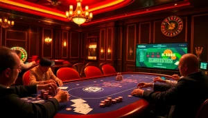 The hidden wiki 2026 showcases an intense poker game in a luxurious casino setting.