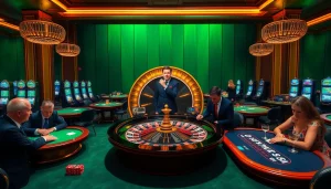 Experience thrilling excitement at Febet casino with vibrant games, poker chips, and roulette.