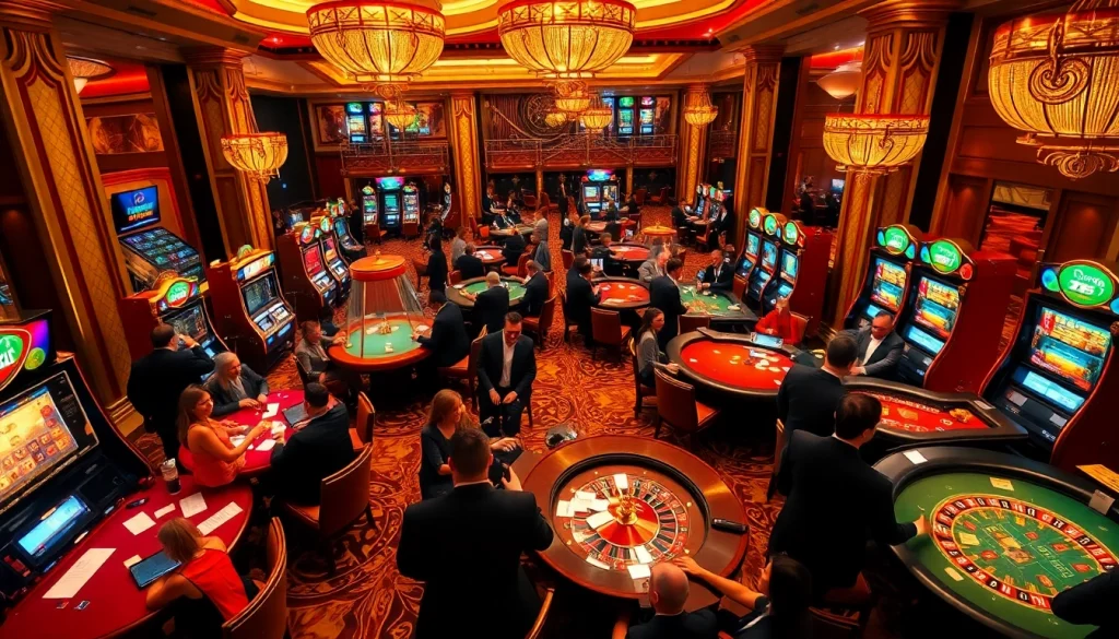 High-stakes excitement at J88 casino tables with vibrant games and elegant decor.