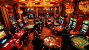 High-stakes excitement at J88 casino tables with vibrant games and elegant decor.