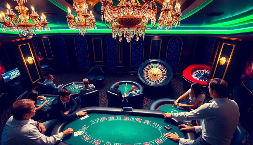 Experience top-tier gaming at Haywin with players engaged around a luxurious poker table.