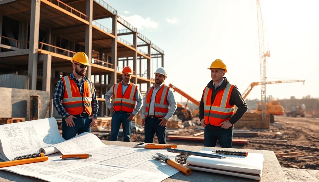 New Jersey General Contractor managing construction site with workers and machinery.