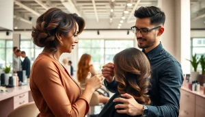 Coafat Craiova: hairstylist creating stunning hairstyles in a modern salon.