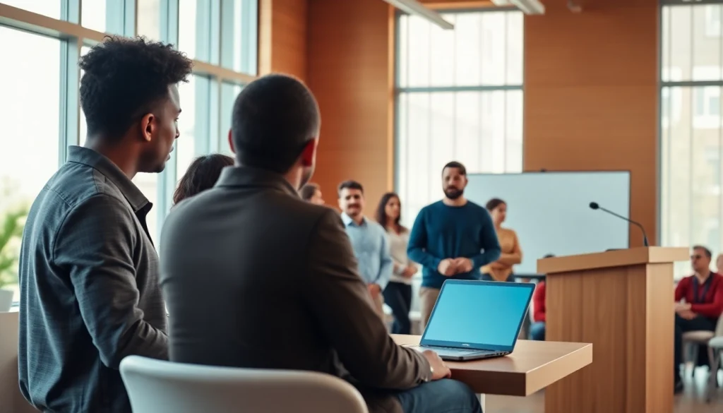 Engaging scene portraying founder leadership insights during a dynamic seminar.