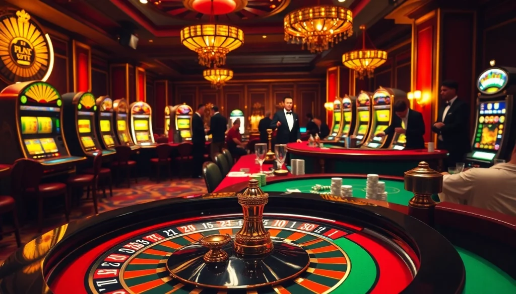 The hidden wiki reveals a thrilling luxury casino scene with roulette, cards, and vibrant slot machines.