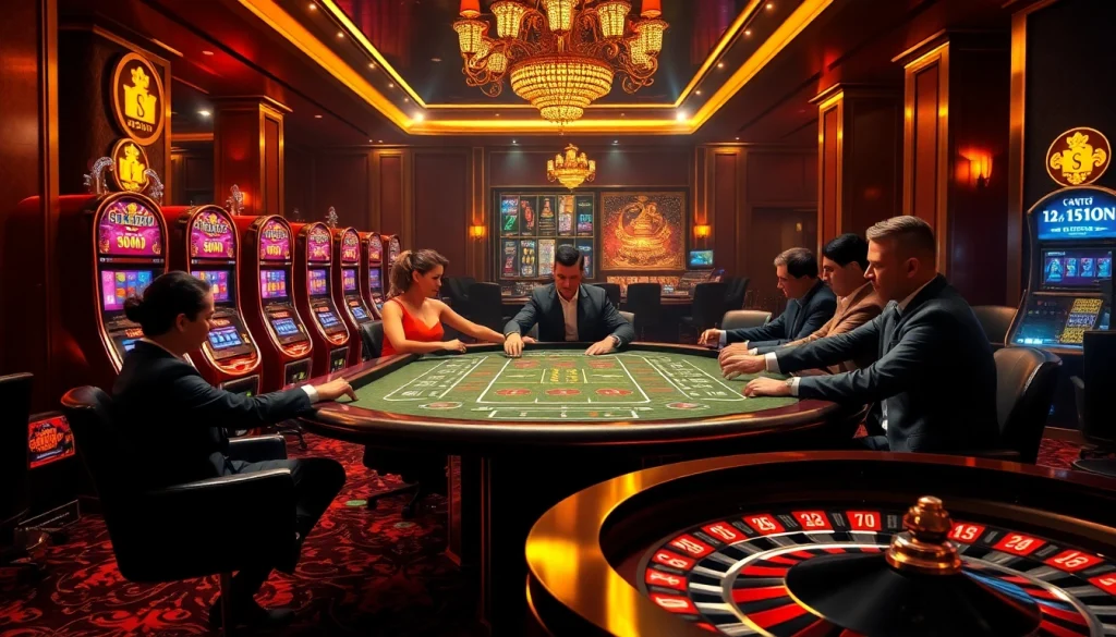 Players enjoying an exciting game at the rik vip casino, showcasing luxury and vibrant gambling elements.