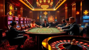 Players enjoying an exciting game at the rik vip casino, showcasing luxury and vibrant gambling elements.