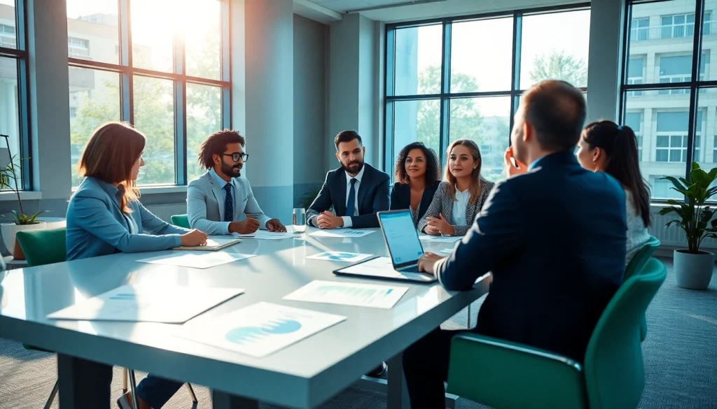 Illustrative scene highlighting growth strategy trends in a collaborative business environment.