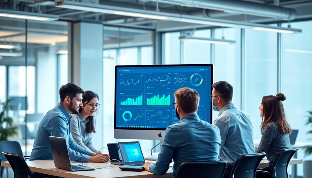 Visualize AI Software enhancing team collaboration in a modern office environment.
