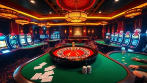 Sobbet link alternatif visual, featuring an exciting casino scene with roulette and poker games