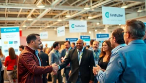 Network and connect at construction networking events, with attendees engaging in meaningful conversations.