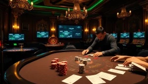 Engaging casino scene highlighting hidden wiki elements with poker table, roulette wheel, and luxury decor.