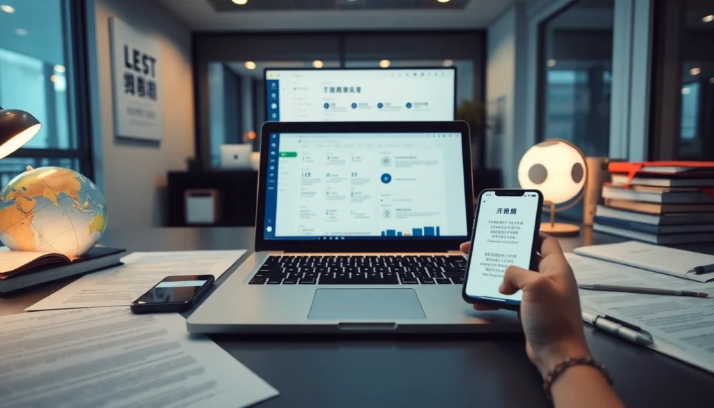 Experience the power of 有道翻译 in a modern office setting, showcasing advanced technology.