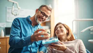 Orthodontist explaining Overbite jaw surgery Hawthorn to a patient in a calm, professional setting.