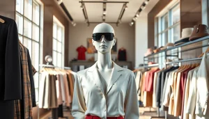 레플리카 패션을 착용한 전문 매니ne킨이 세련된 부티크에서 전시되고 있습니다.