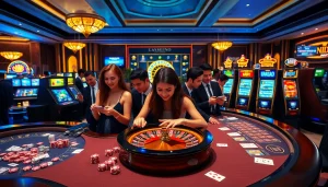 Experience the excitement of jun88.com with luxury casino tables and engaging players.