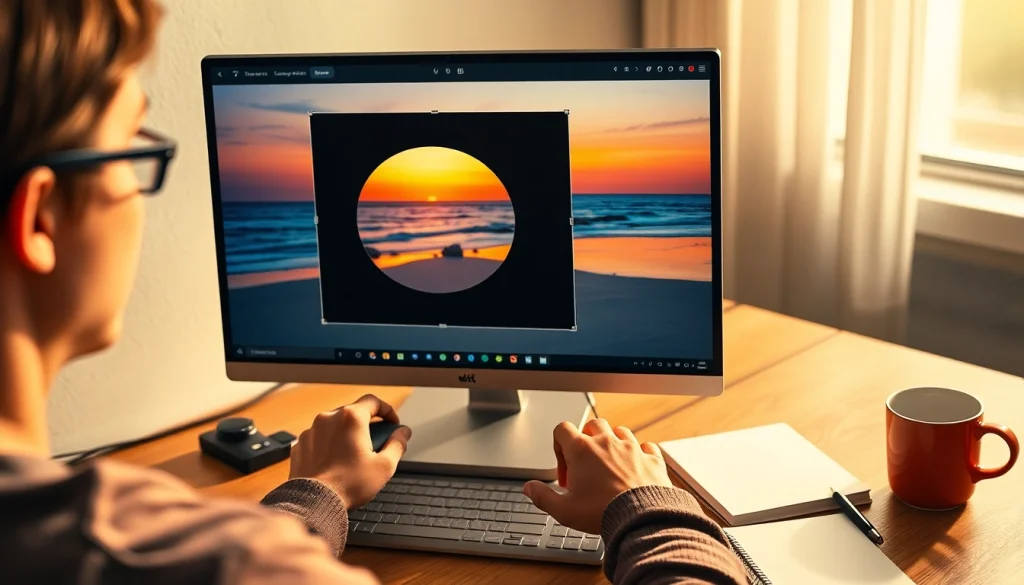 Perfect image circle crop displayed on a computer screen by a creative user in a vibrant workspace.