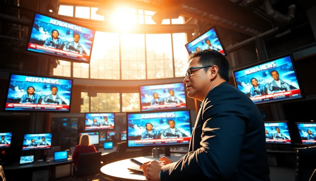 Reporting on the latest Kenya News with vibrant visuals in a bustling newsroom.