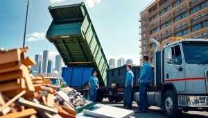 Engaging dumpster rental service Edmonton AB team in action, showcasing professionalism and efficiency.