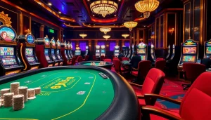 Experience thrilling poker action and dynamic gameplay at Thabet College with colorful casino tables and vibrant gaming elements.