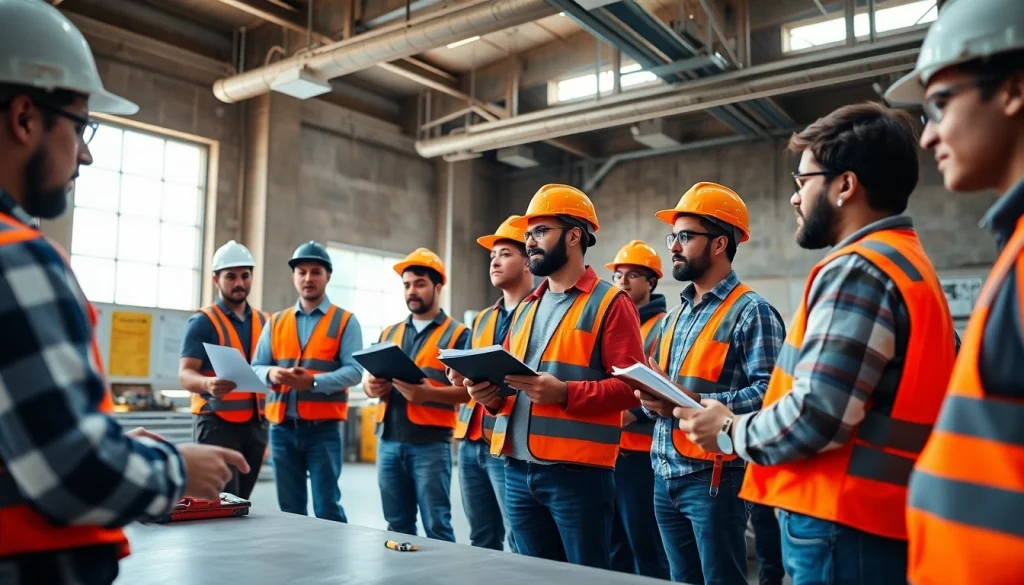 Engaging construction safety training session featuring diverse participants enhancing their skills.