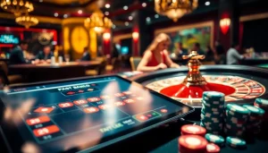Vivez une expérience de jeu palpitante au meilleur casino en ligne avec une roulette vibrante et des jetons scintillants.