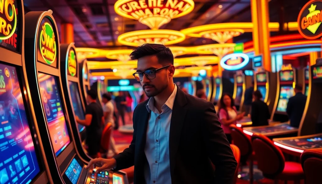 Login hoki 77 dengan pemain menggunakan mesin judi canggih di kasino mewah.