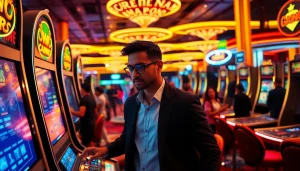 Login hoki 77 dengan pemain menggunakan mesin judi canggih di kasino mewah.